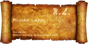 Micska Lajos névjegykártya